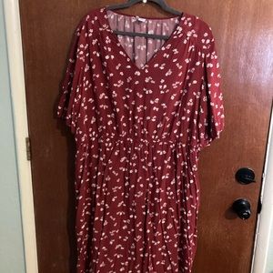 Red polka dotted above the knee dress